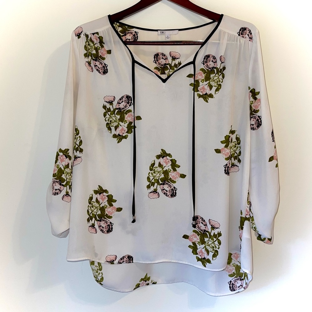 DR2 Women’s Floral Rose Long Sleeve Blouse